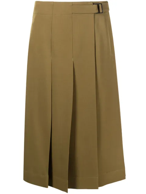 LEMAIRE pleated wool wrap skirt Green SK1016LF1123