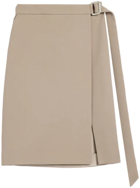 AMI Paris virgin wool wrap midi skirt Neutrals E24FSK219WV0045