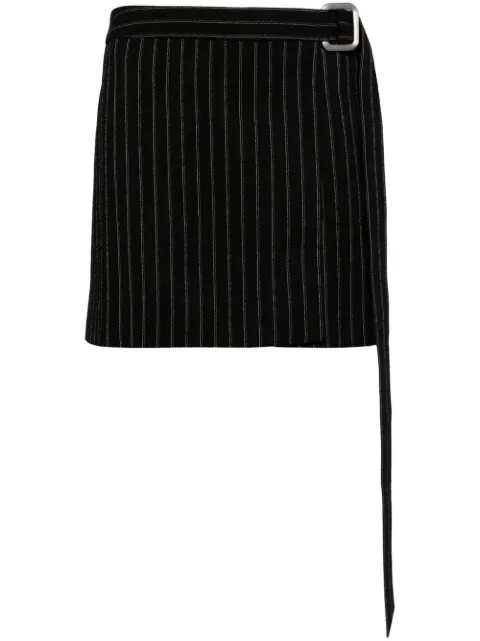 AMI Paris pinstripe-pattern belted skirt Black E24FSK119WV0040