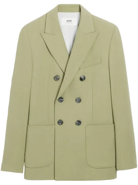 AMI Paris peak-lapels double-breasted blazer Green E24FBV207VI0007