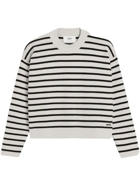 AMI Paris Sailor striped sweater White E24UKS036KN0041