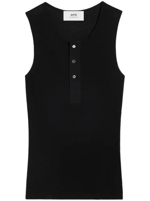 AMI Paris fine-ribbed cotton vest Black E24HTK034JE0055