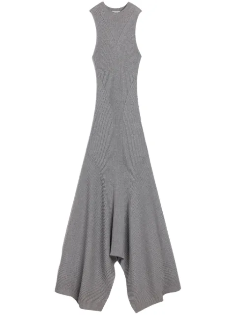 AMI Paris asymmetric ribbed-knit wool dress Grey E24FDR340KN0047