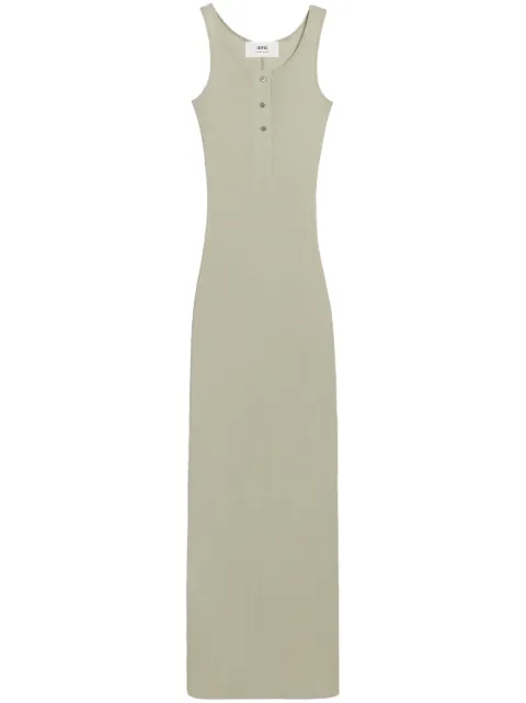 AMI Paris ribbed cotton maxi dress Green E24FDR334JE0055