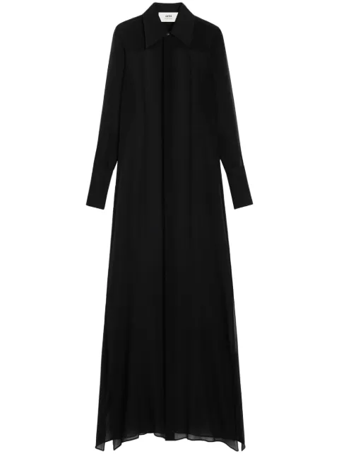 AMI Paris sheer silk maxi dress Black E24FDR218SE0008
