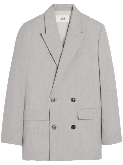 AMI Paris double-breasted virgin wool blazer Grey E24FBV313WV0038