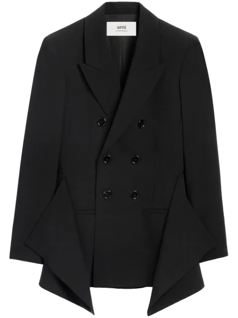 AMI Paris draped-panel virgin wool blazer Black E24FBV208WV0039