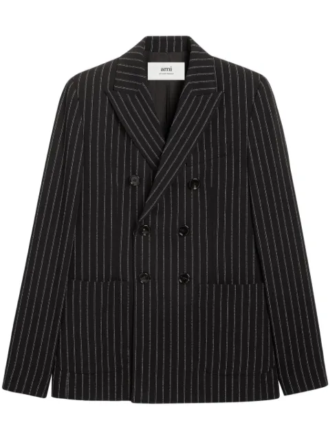 AMI Paris pinstripe double-breasted blazer Black E24FBV207WV0040