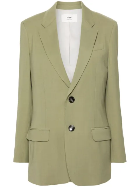 AMI Paris single-breasted textured blazer Green E24FBV007VI0007