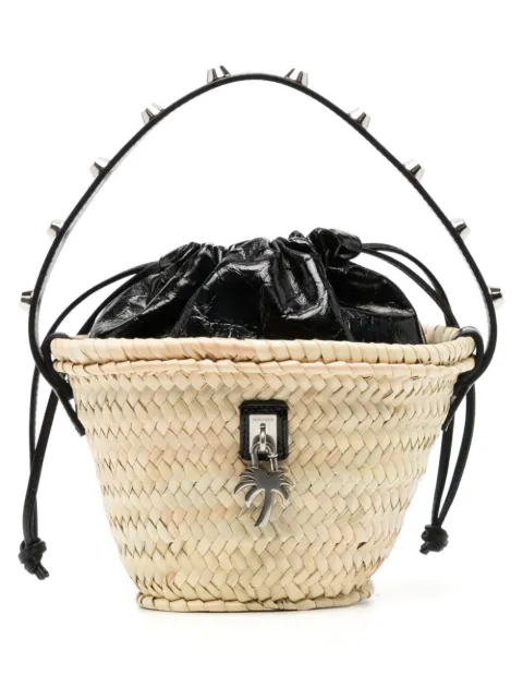 Palm Angels palm-appliqué basket bag Neutrals PWNA060R24MAT0011072