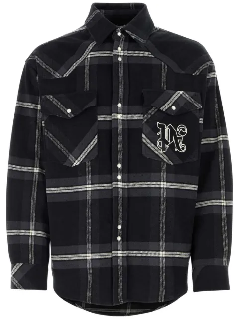 Palm Angels checked cotton-flannel shirt jacket Grey PMES023R24FAB0011103