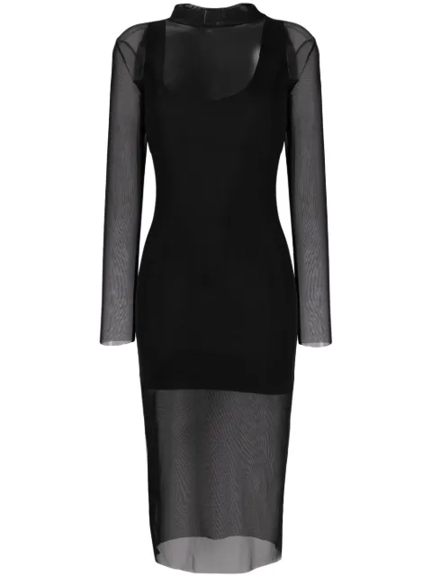 Alchemy semi-sheer high-neck midi dress Black LIA628