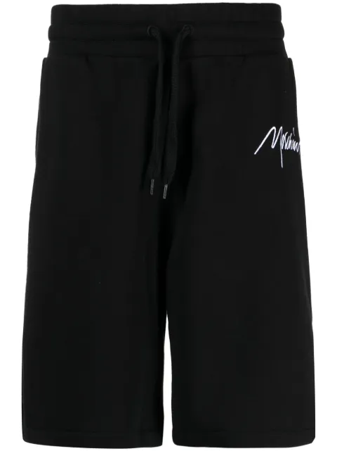 Moschino logo-embroidered organic cotton track shorts Black J03295228