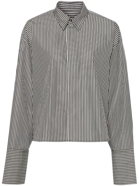 AMI Paris striped cropped cotton shirt Black E24USH131CO0066