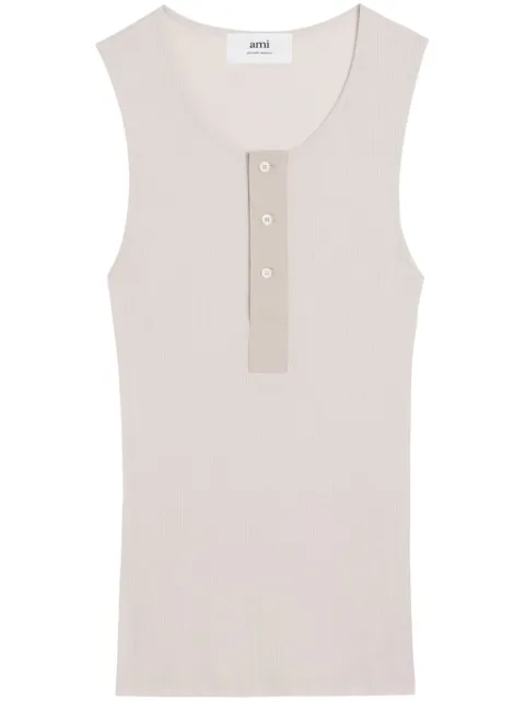 AMI Paris ribbed cotton tank top Neutrals E24HTK034JE0055