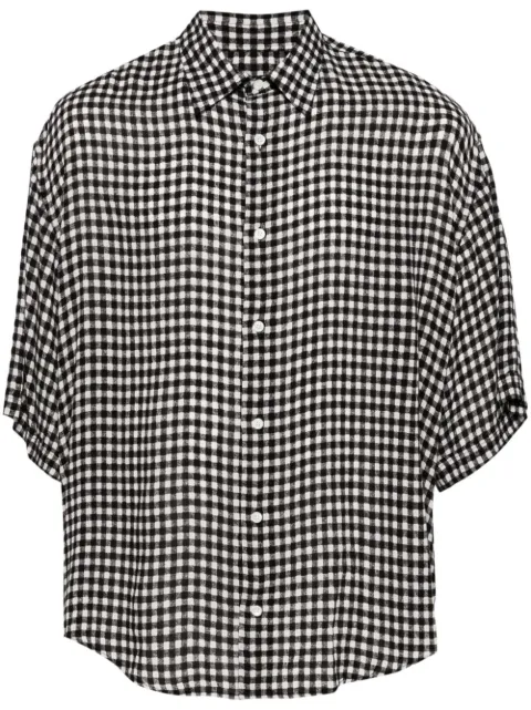 AMI Paris gingham-check short-sleeve shirt Black E24HSH226VI0017