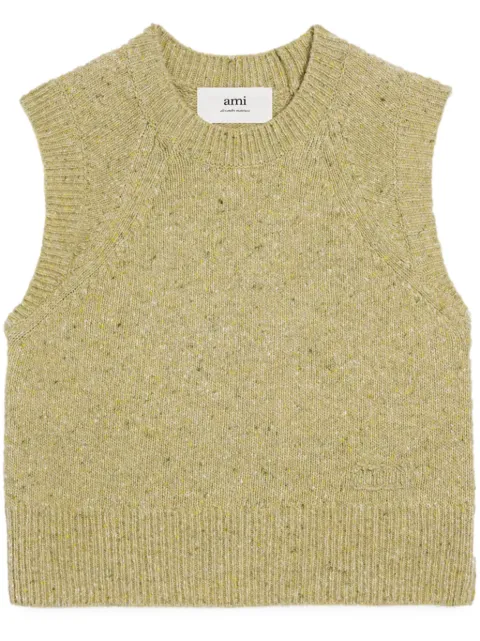 AMI Paris logo-embroidered knitted vest Green E24HKS735KN0038