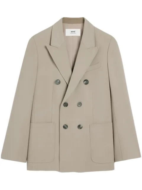AMI Paris double-breasted peak-lapel blazer Neutrals E24HBV207VI0007