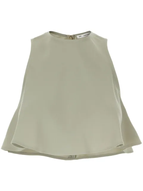 AMI Paris crepe cropped top Green E24FTP318AC0009