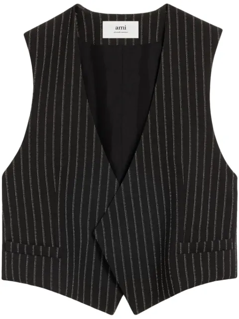 AMI Paris pinstriped crepe vest Black E24FBV757WV0040