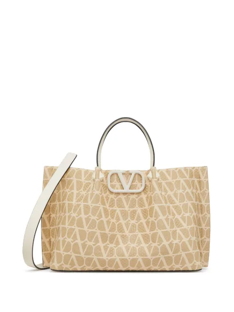 Valentino Garavani medium Toile Iconographe raffia tote bag Neutrals WB0K39ZRU