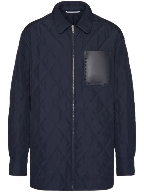Valentino Garavani Rockstud Untitled quilted shirt jacket Blue VCLH37A0L