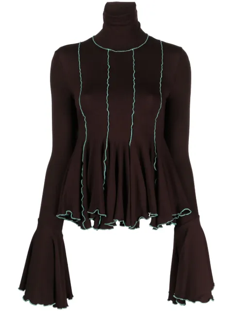 SIEDRES Renti contrast-stitching jumper Brown WFW23TP24BR