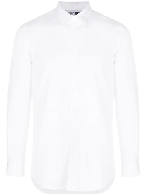 Moschino logo-embroidered long-sleeve cotton shirt White A02257035