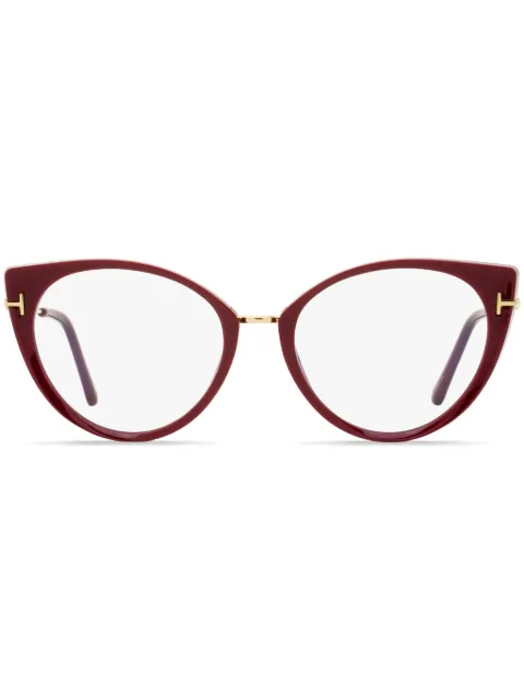 TOM FORD Eyewear Blue Block cat-eye frame glasses Red TF5815B