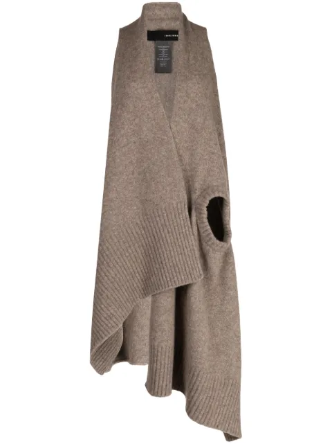 Isabel Benenato asymmetric sleeveless vest Brown DK05F23TAUPE