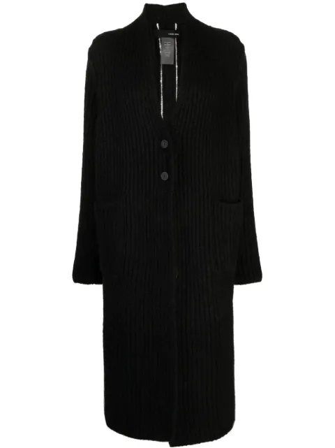 Isabel Benenato ribbed-knit single-breasted coat Black DK14F23