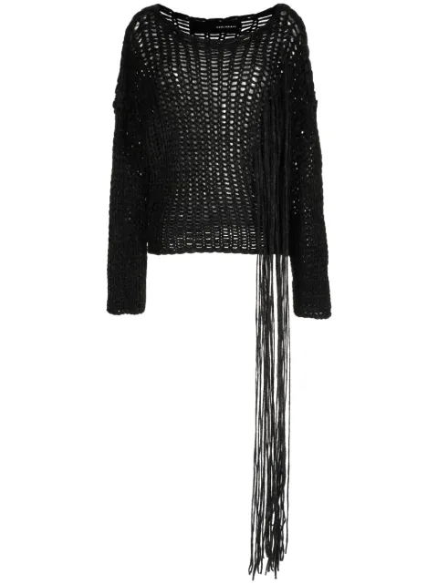 Isabel Benenato open-knit fringed jumper Black DK13F23GRPHT