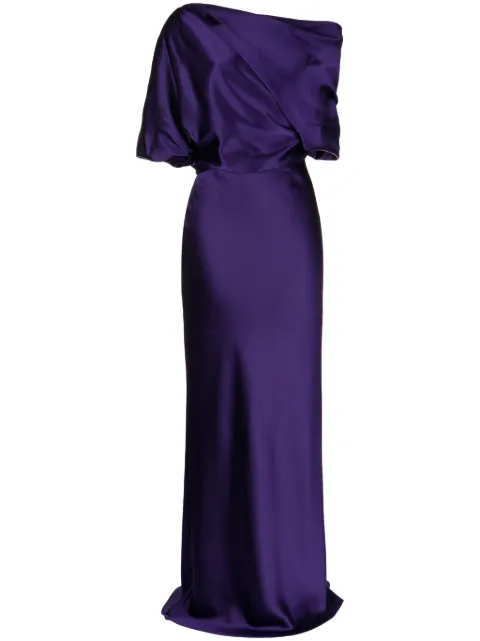 Amsale off-shoulder draped-detail gown Purple P359S