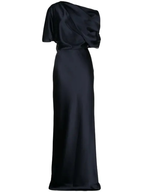 Amsale off-shoulder draped-detail gown Blue P359S