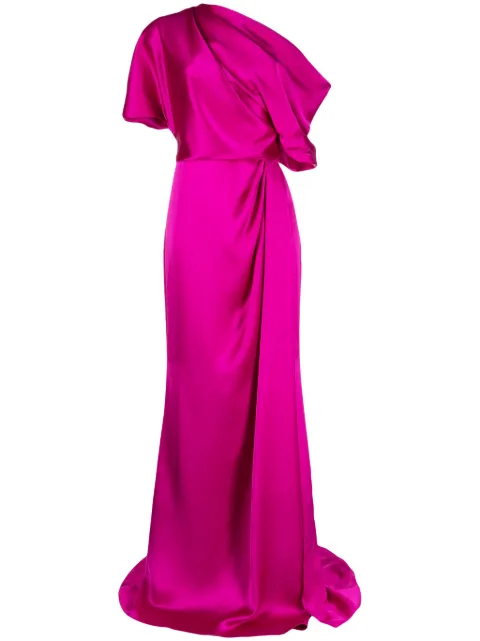 Amsale off-shoulder draped-detail gown Purple P607S