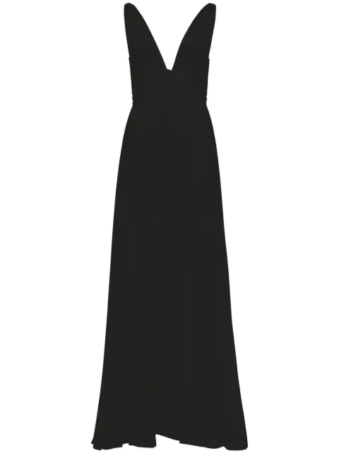 AZEEZA Cirrus V-neck silk gown Black CIRRUSGOWNBLK
