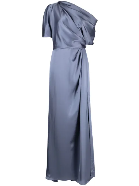 Amsale off-shoulder draped-detail gown Blue P607S
