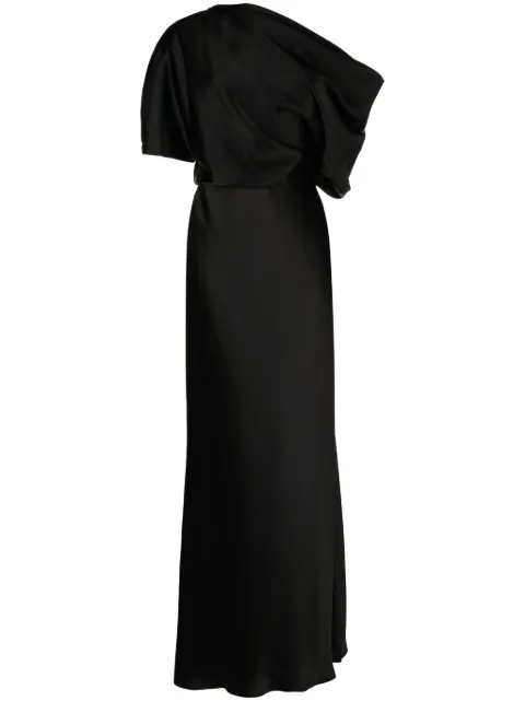 Amsale off-shoulder draped-detail gown Black P359S
