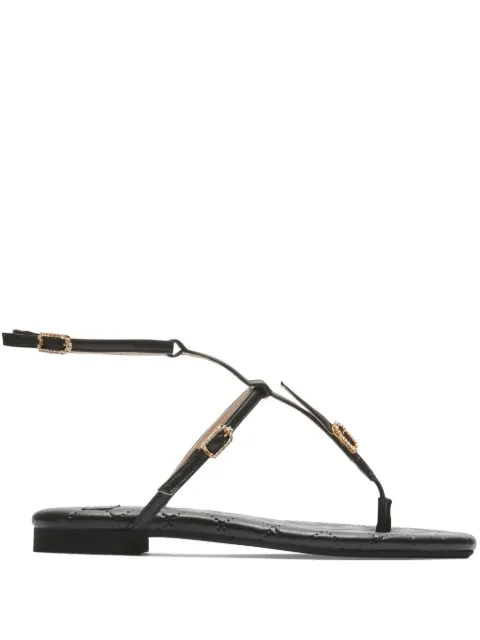 Nº21 crystal-embellished buckle leather sandals Black 24ESP05010501