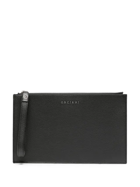 Orciani logo-lettering leather clutch Black SU0119MICNERO