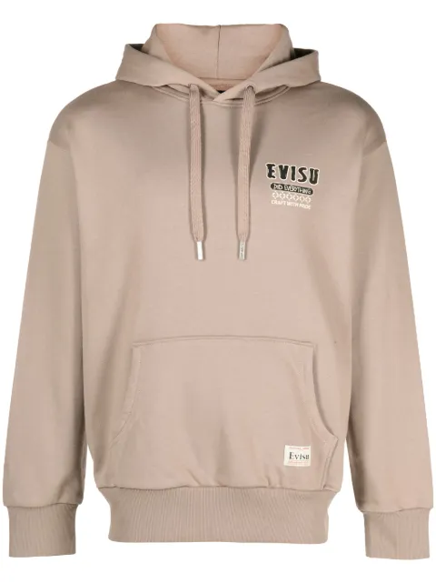 EVISU logo-patch cotton hoodie Neutrals 2EAHTM3SW1076RXCTKHAX
