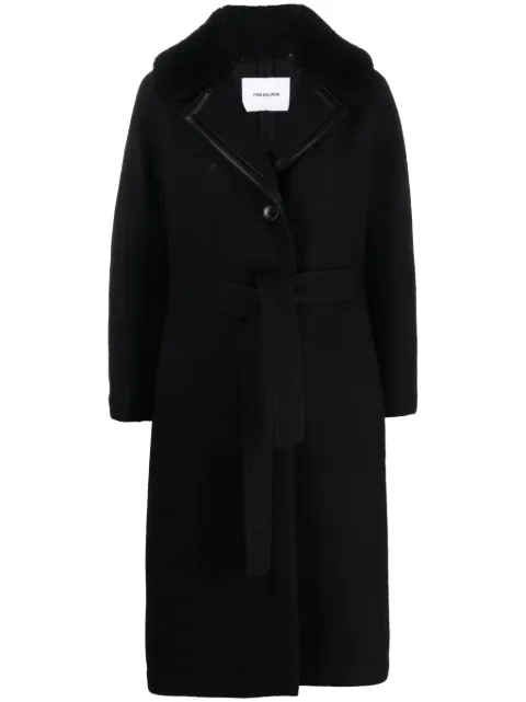 Yves Salomon belted felted-wool coat Blue 24WYM04220LVFC