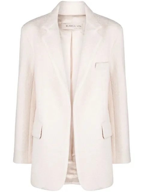 Blanca Vita notched-lapels textured-finish blazer Neutrals GOSSYPIUM5324