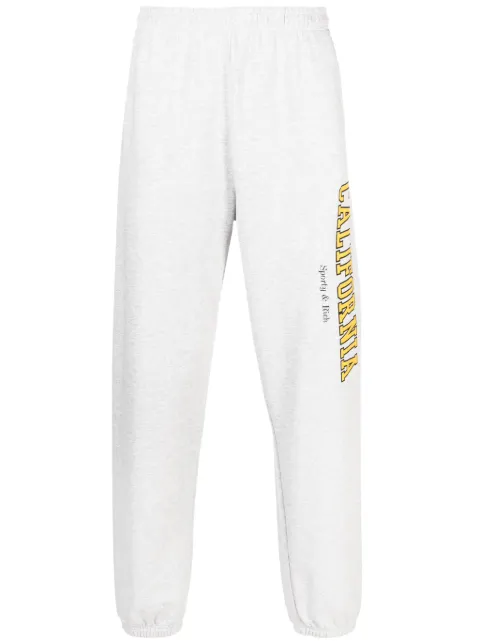 Sporty & Rich text-print cotton-blend pants Grey SWAW237HGFLEECE