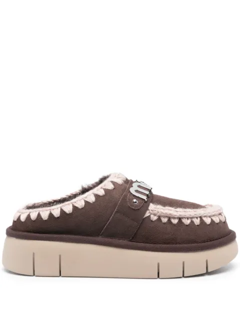 Mou Bounce logo-plaque mules Brown MUFW531001A