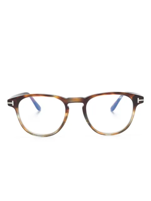 TOM FORD Eyewear round-frame tortoiseshell-effect glasses Brown FT5899B