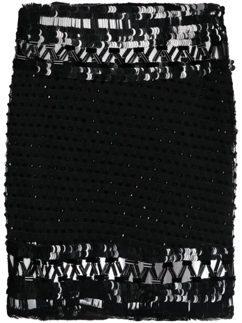 Alberta Ferretti Ricamato tulle beaded miniskirt Black AEF232M01225159