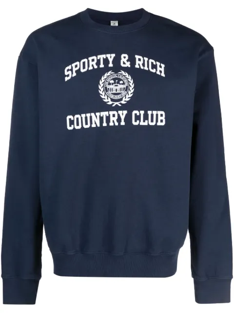 Sporty & Rich logo-print cotton sweatshirt Blue CRAW2327NAFLEECE