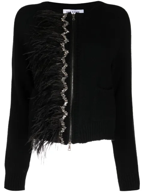 Dice Kayek crystal-embellished zip-up cardigan Black PF23K80701