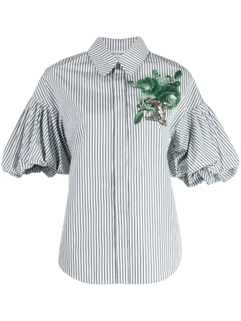 Dice Kayek x onefifteen floral-print puff-sleeve shirt Green C621TOL